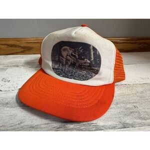 Vintage Orange Hunting Deer Mating Humping Snapback Mesh Trucker Hat Novelty